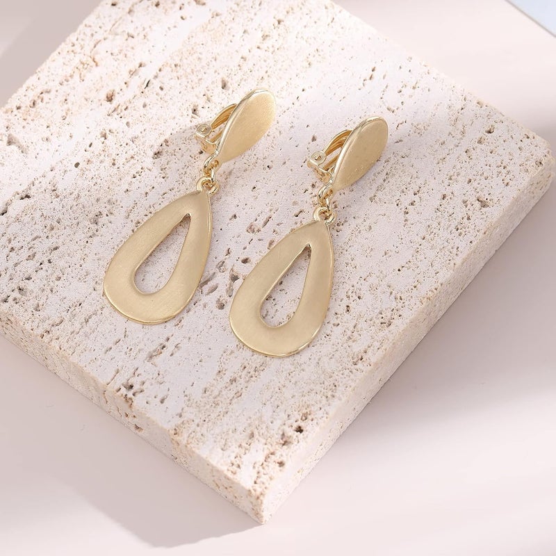 OCCFAE Store Metal Clip On Earrings for Women Non Pierced Dangle Drop Earrings Multiple Styles - Image 4